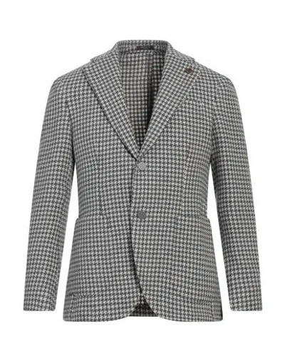 Breras Milano Man Suit Jacket Black Size 38 Wool, Elastane, Polyamide, Cotton In Grey