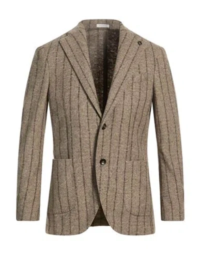 Breras Milano Man Blazer Khaki Size 38 Acrylic, Shetland Wool, Polyester In Beige