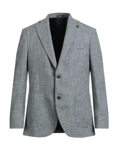Breras Milano Man Blazer Light Blue Size 38 Virgin Wool, Cotton, Linen In Gray