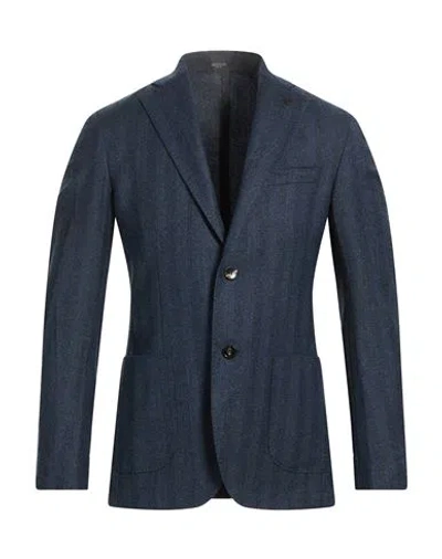 Breras Milano Man Blazer Navy Size 36 Virgin Wool In Blue