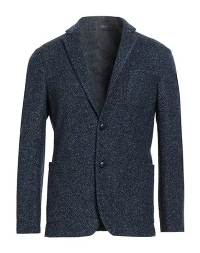 Breras Milano Man Blazer Navy Size 40 Acrylic, Polyester, Virgin Wool In Blue
