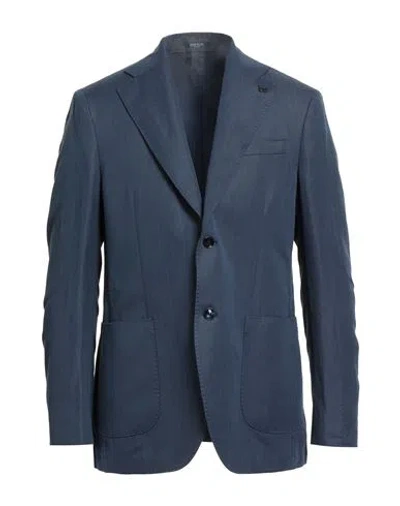 Breras Milano Man Blazer Navy Size 44 Cotton, Linen In Blue