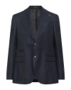 Breras Milano Man Blazer Navy Size 44 Linen, Virgin Wool In Blue