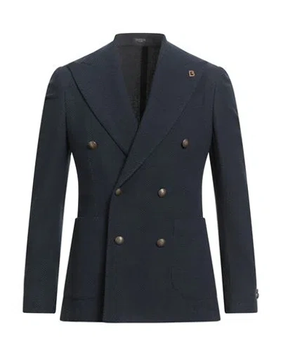 Breras Milano Man Blazer Navy Size 44 Virgin Wool, Elastane In Blue