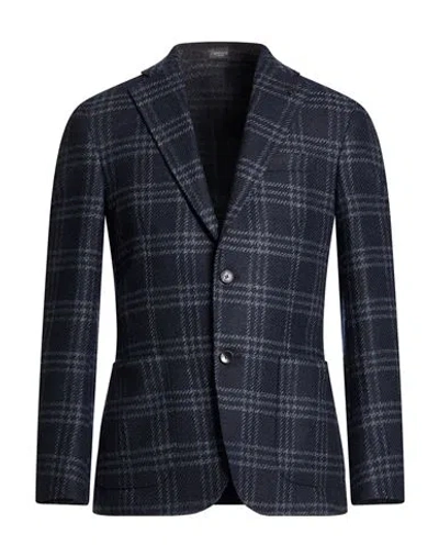 Breras Milano Man Blazer Navy Size 44 Virgin Wool, Polyamide In Blue