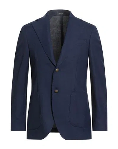 Breras Milano Man Blazer Navy Size 44 Virgin Wool, Polyester, Elastane In Blue