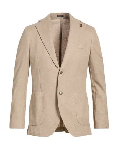 Breras Milano Man Blazer Sand Size 40 Cotton, Polyester, Linen In Neutral