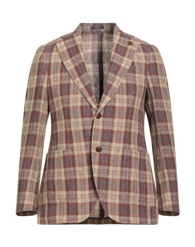 Breras Milano Man Blazer Sand Size 42 Linen In Brown