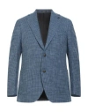 Breras Milano Man Blazer Slate Blue Size 44 Virgin Wool, Cotton, Linen In Blue