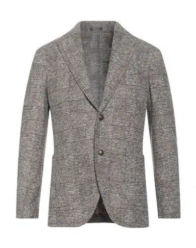 Breras Milano Man Blazer Taupe Size 42 Acrylic, Virgin Wool, Polyester In Gray