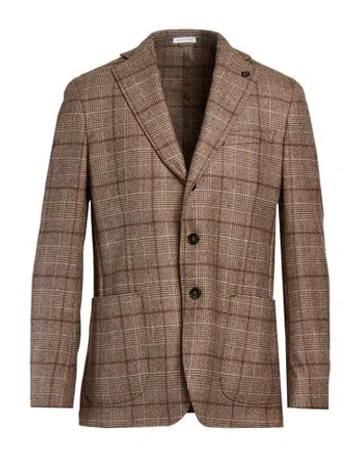 Breras Milano Man Blazer Taupe Size 42 Virgin Wool In Multi