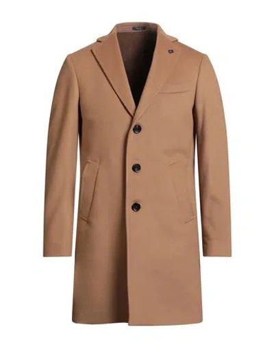 Breras Milano Man Coat Camel Size 40 Wool, Polyamide, Cashmere In Brown
