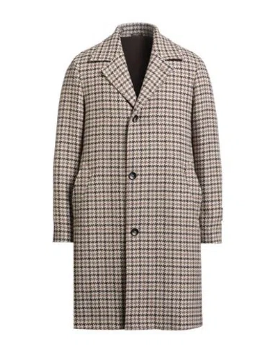 Breras Milano Man Coat Khaki Size 42 Virgin Wool In Sand