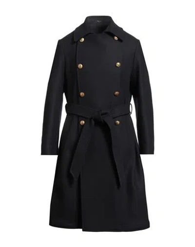 Breras Milano Man Coat Midnight Blue Size 38 Wool, Polyamide In Black