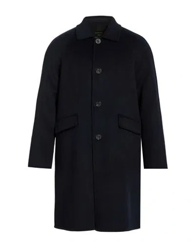 Breras Milano Man Coat Navy Size Xl Wool, Polyester In Black