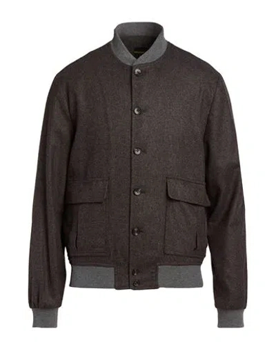 Breras Milano Man Jacket Dark Brown Size 44 Wool, Polyester