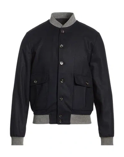 Breras Milano Man Jacket Midnight Blue Size 46 Wool, Polyester In Black