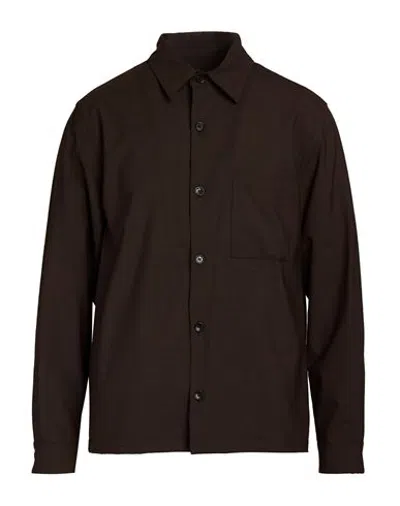 Breras Milano Man Shirt Chocolate Brown Size L Wool, Polyester