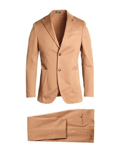 Breras Milano Man Suit Camel Size 40 Cotton, Elastane In Neutral