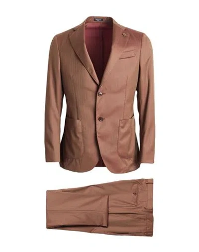Breras Milano Man Suit Camel Size 44 Virgin Wool In Brown