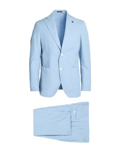 Breras Milano Man Suit Light Blue Size 36 Cotton, Silk