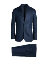 Breras Milano Man Suit Midnight Blue Size 46 Linen In Blue