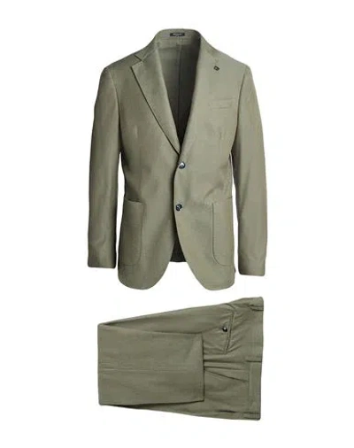 Breras Milano Man Suit Military Green Size 44 Cotton, Silk