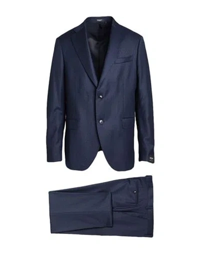 Breras Milano Man Suit Navy Size 44 Virgin Wool In Blue