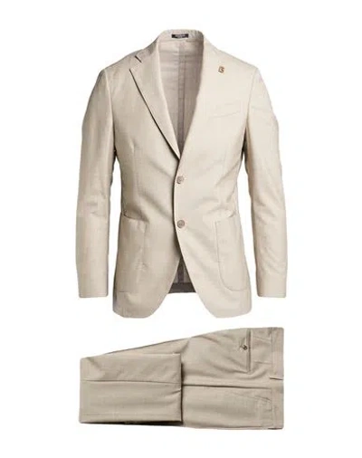 Breras Milano Man Suit Sand Size 44 Virgin Wool, Silk, Linen In Neutral