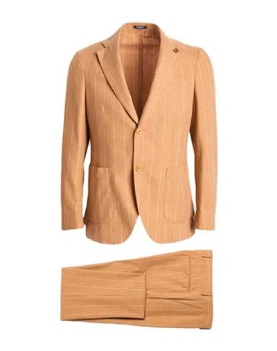 Breras Milano Man Suit Tan Size 42 Virgin Wool, Cotton, Silk In Brown