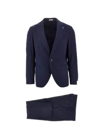 Breras Milano Notched-lapel Single-breasted Suit In Blue
