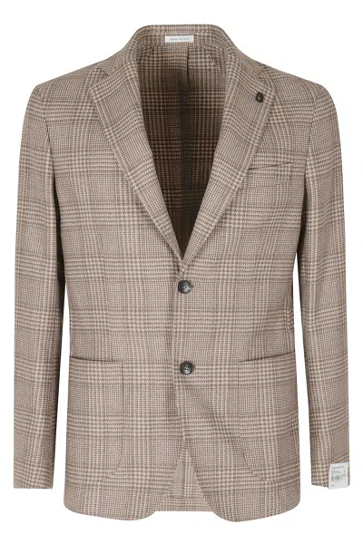 Breras Milano Reda Beige Prince Of Wales Check Virgin Wool Jacket In Grey