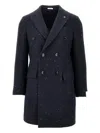 Breras Milano Speckled Double-breasted Coat In Blue