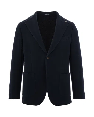 Breras Milano Textured Single-breasted Wool-blend Jacket In Black