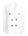 Breras Milano Woman Blazer White Size 6 Linen, Polyamide