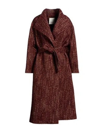 Breras Milano Woman Coat Burgundy Size 6 Acrylic, Wool, Virgin Wool, Polyester In Red