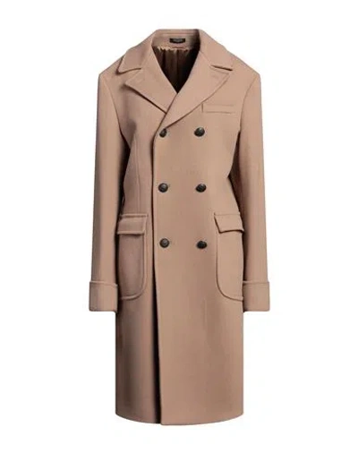 Breras Milano Woman Coat Camel Size 12 Virgin Wool, Polyamide In Brown