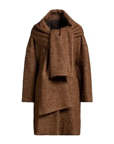 Breras Milano Woman Coat Dark Brown Size 4 Wool, Synthetic Fibers, Acrylic, Mohair Wool, Alpaca Wool
