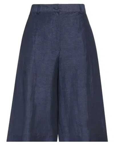 Breras Milano Woman Cropped Pants Blue Size 8 Linen, Nylon