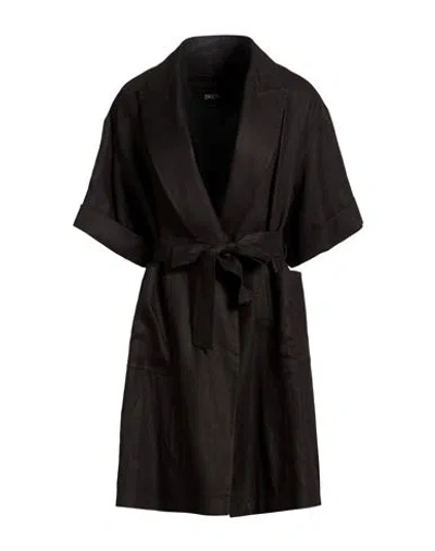 Breras Milano Woman Overcoat & Trench Coat Black Size 4 Linen