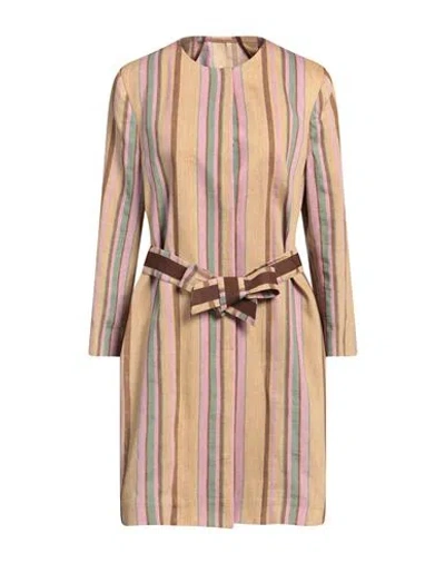 Breras Milano Woman Overcoat & Trench Coat Sand Size 10 Linen, Polyamide In Beige