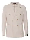 Breras Double-breasted Tailored Jacket With Textured Finish In Beige