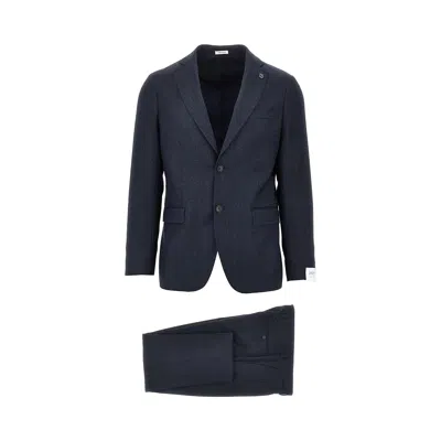 Breras Single-breasted Wool Tailored Suit In Blue