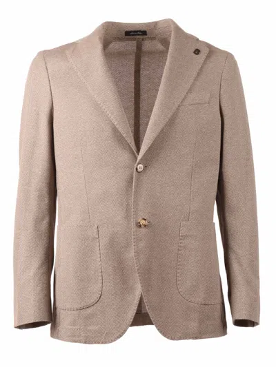 Breras Tailored Cotton Notch Blazer In Brown