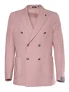 Breras Textured Double-breasted Blazer With Decorative Buttons In Pink