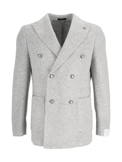 Breras Textured Double-breasted Metal Accent Jacket In Grey