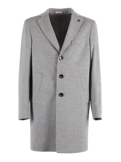 Breras Timeless Long Wool Coat With Tailored Fit In Gray