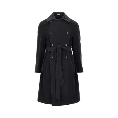 Breras Wool Cloth Coat With Belt In Black