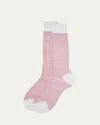 Bresciani Men's Cotton And Linen Birdseye Rib Crew Socks In Red