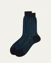 Bresciani Men's Cotton Cable Weave Crew Socks In Multi